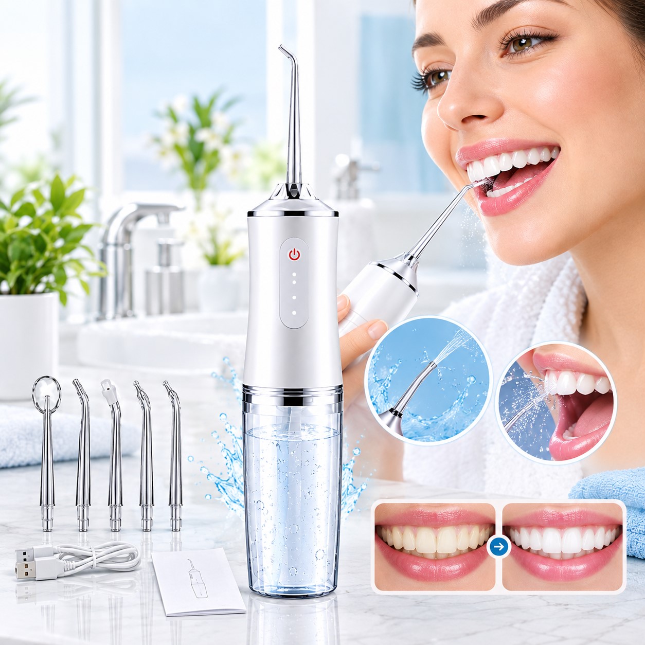 Irrigateur Buccal Électrique Portable جهاز تنظيف الأسنان الكهربائي